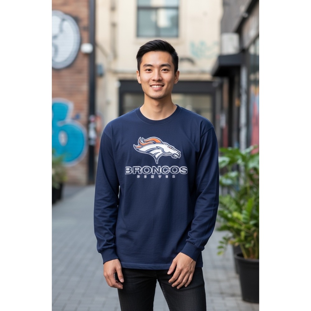 Denver Broncos Long‎ Sleeve T-Shirt Delta Pro Weight NFL Football XL